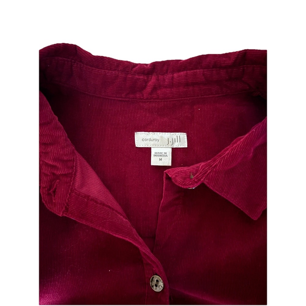 J. Jill Corduroy Shirt Top  Womens M Burgundy/Red  100% Cotton Button Up - Picture 4 of 5